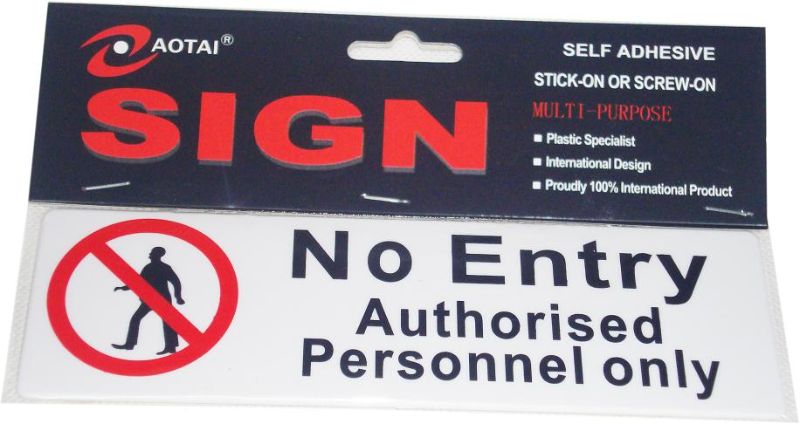Plastic Sign - No Entry Authorised Personnel (Set of 12)