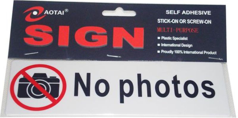 Plastic Sign - No Photos (Set of 12)