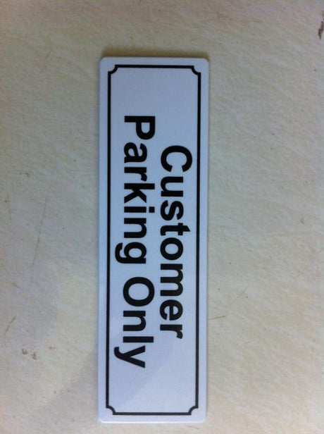 Set of 12 durable 'Customer Parking Only' signs, measuring 20cm x 6cm, ideal for managing business parking efficiently.