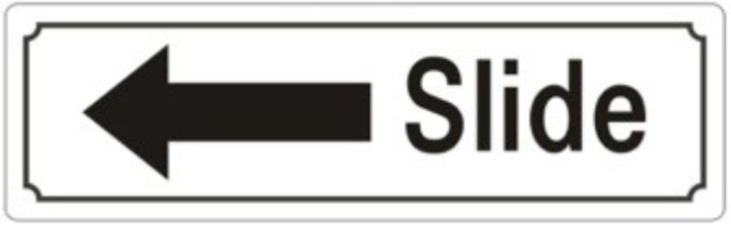 Set of 12 durable plastic signs with "Slide Left" design for effective directional guidance in various settings.