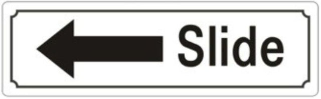 Set of 12 durable plastic signs with "Slide Left" design for effective directional guidance in various settings.