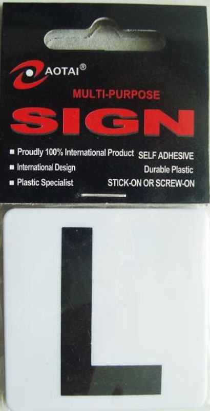 Durable self-adhesive plastic signs in bold design, suitable for indoor and outdoor use; set of 12 for versatile signage needs.