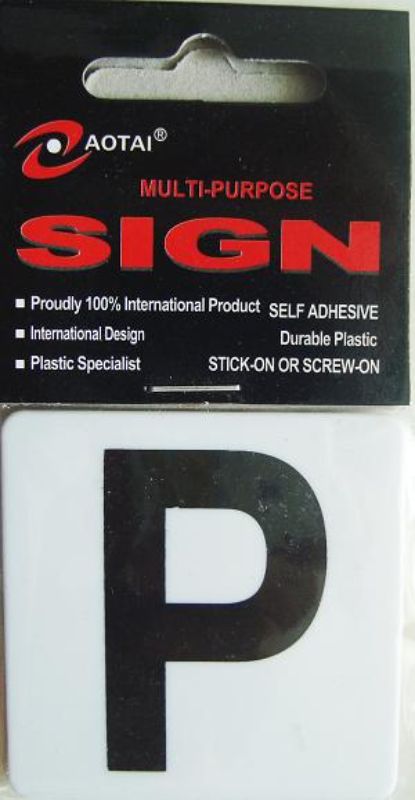 Set of 12 durable self-adhesive plastic signs for easy indoor/outdoor labeling and signage.