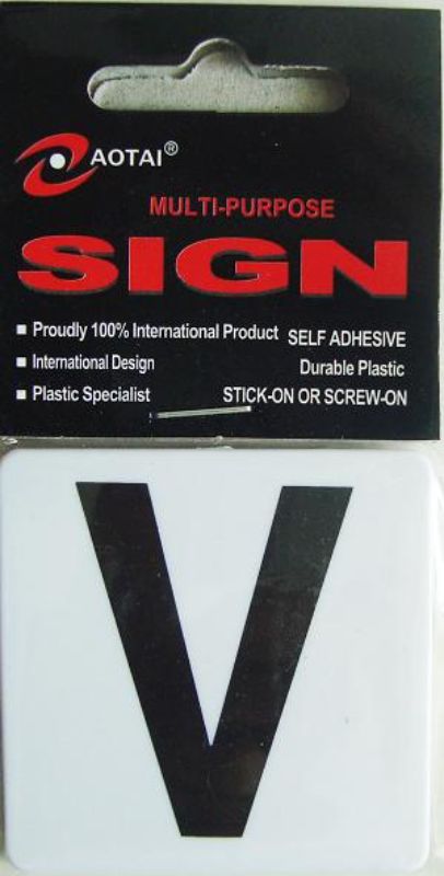 Durable self-adhesive Plastic Sign - V set of 12, ideal for indoor/outdoor use, perfect for events and safety signage.