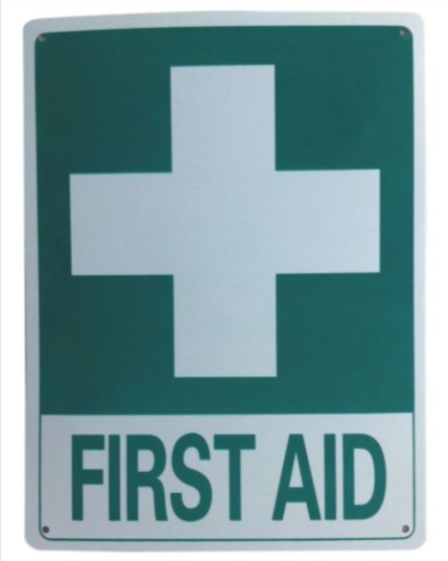 Set of 6 vibrant, weather-resistant first aid signs for easy access to emergency medical help in any location.