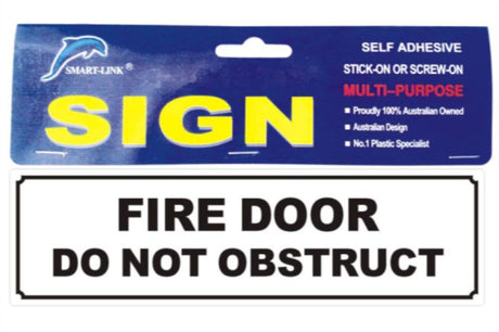 Set of 6 self-adhesive fire door signs to prevent obstruction, ensuring clear emergency evacuation routes.