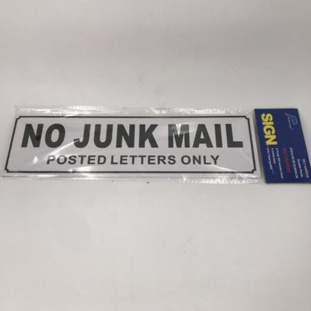 Set of 12 durable plastic signs reading "NO JUNK MAIL" for clutter-free mailboxes in vibrant, easy-to-read letters.