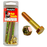 Grade 5 Champion 4in x 5/16in bolt and nut set, featuring corrosion resistance for reliable fastening in various projects.