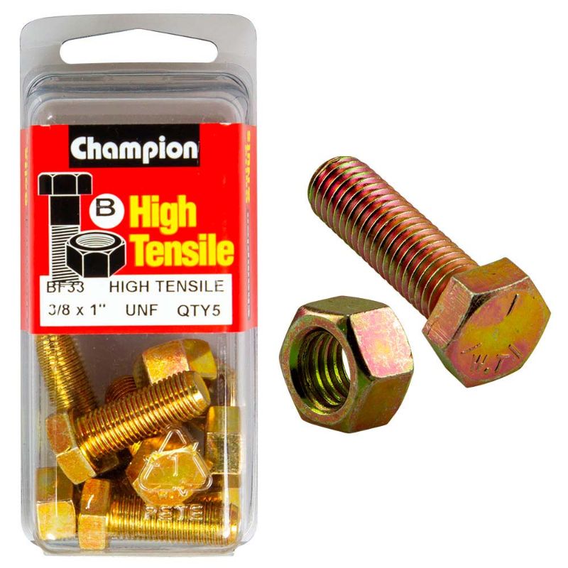 Durable GR5 3/8-inch set screw and nut for industrial, automotive, and home projects; ensures reliable fastening and strength.