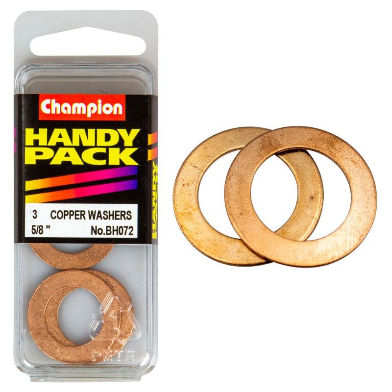 Copper washer measuring 5/8in x 1in, ensuring leak-proof seals for plumbing, HVAC, and automotive applications.