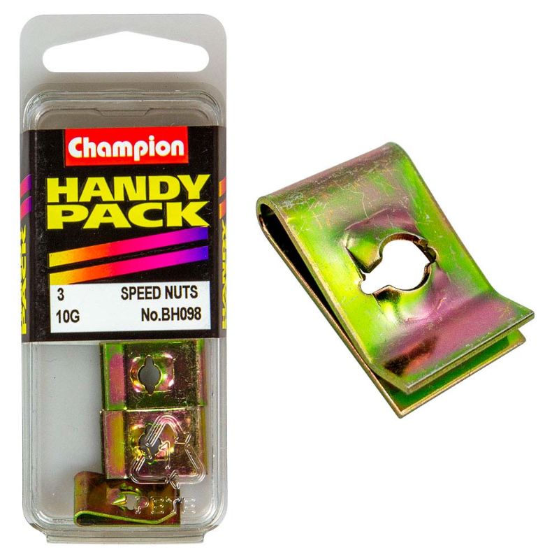 Champion 10G Speed Nut, 13/16in x 1/2in, durable fastener for secure connections in various projects. Ideal for tight spaces.