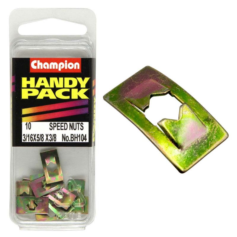 Champion Speed Nut 3/16in x 5/8in x 3/8in, durable steel fastener for easy installation and versatile DIY applications.