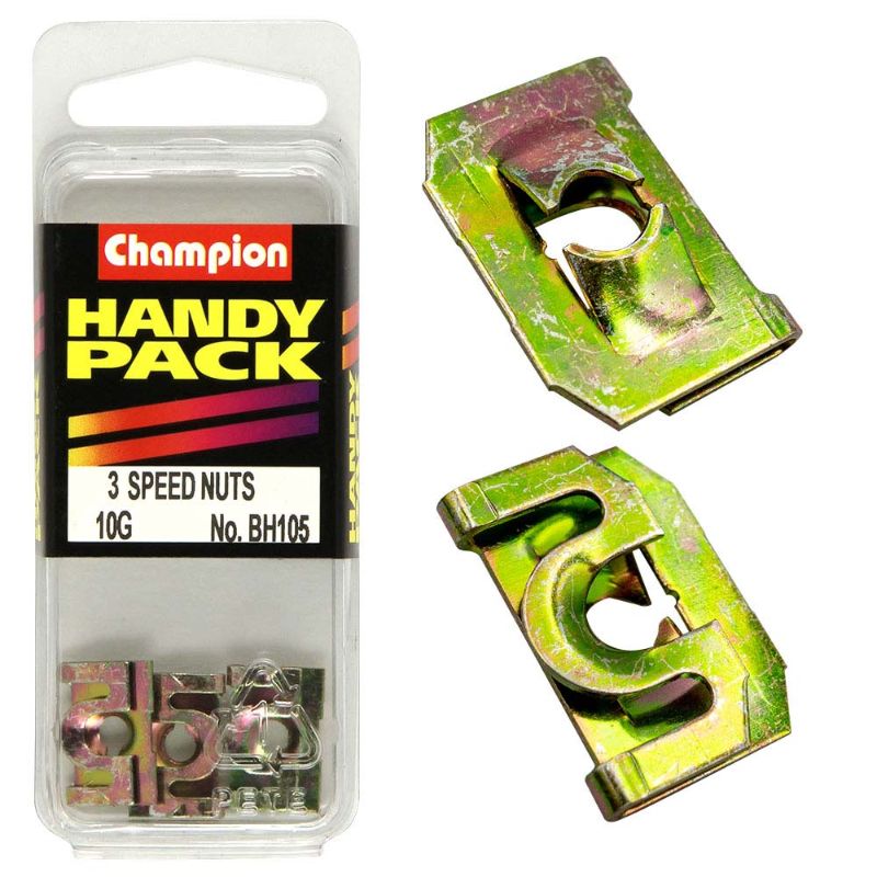 Durable Champion 10G speed nut, 15/32" diameter and 11/16" width, ideal for secure fastening in diverse projects.
