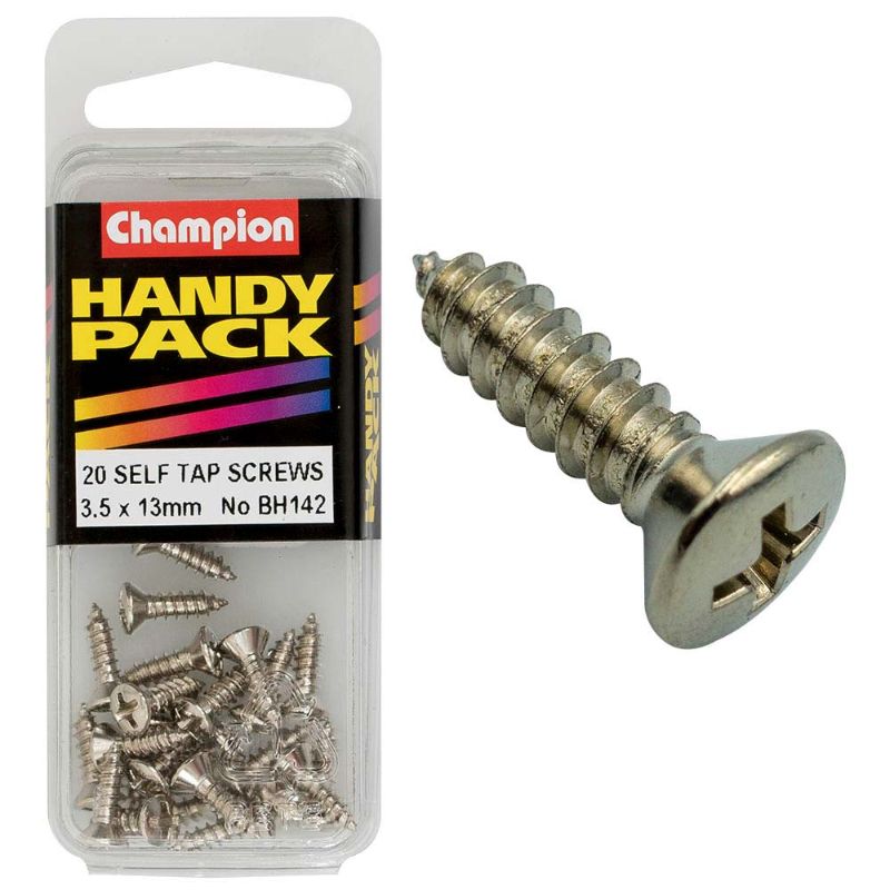 Premium Champion 6G x 1/2in S/Tap for precise threading in metal, plastic, and wood with easy-grip raised head design.