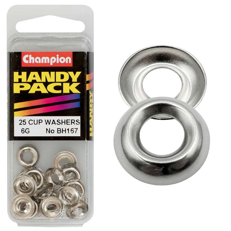 Durable Champion 6G cup washer designed for secure fastening and optimal support in various projects, rust-resistant for longevity.