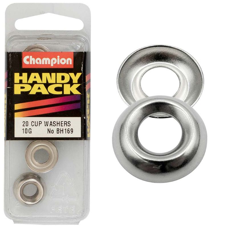 Durable Champion 10G cup washer ensures secure fastening, optimal load distribution, and rust resistance for various applications.