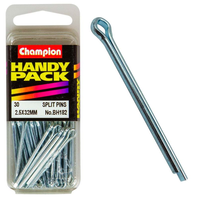 Champion 2.5 x 32mm Split Pin for secure fastening in automotive, machinery, and DIY projects; reliable and easy to use.