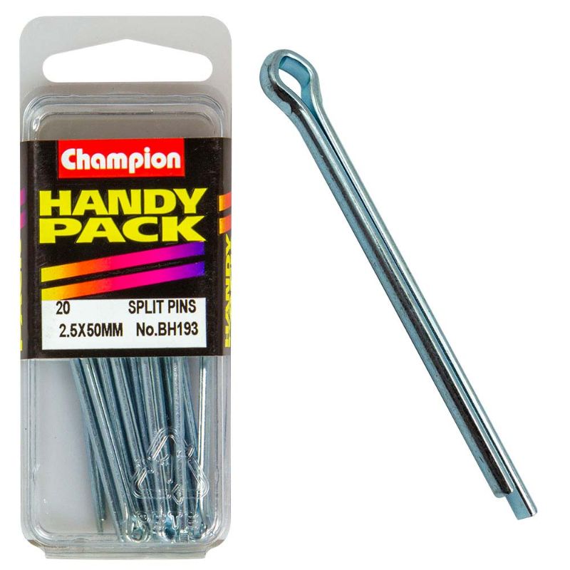 Champion 2.5 x 50mm split cotter pin, durable fastening solution for securing components in DIY and professional projects.