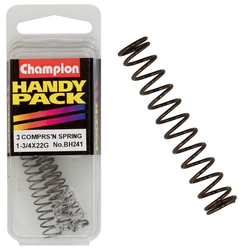 Champion 1-3/4in x 5/16in x 22G C/Spring, a durable compression spring ideal for toys, automotive, and machinery applications.