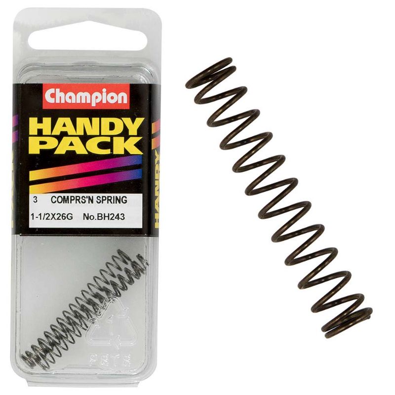 Durable 1-1/2in x 3/16in 26G compression spring for versatile use in DIY, automotive, and machinery projects.