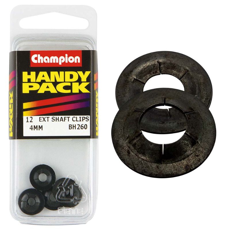 Champion 4mm External Shaft Lock Rings, durable and precise, secure machinery components for reliable performance and stability.