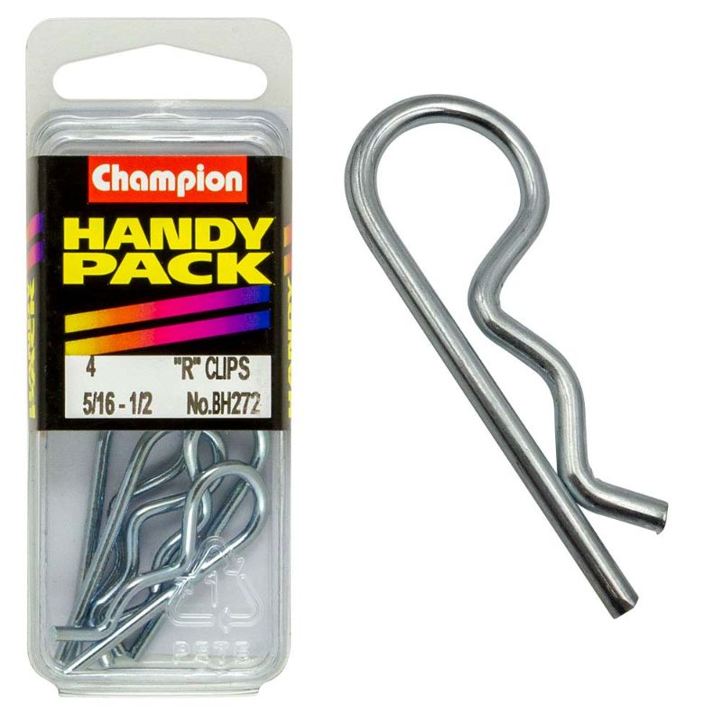 Champion 5/16in - 1/2in Shaft R-Clips for secure fastening, durable, corrosion-resistant, and easy to install for various projects.