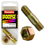 Champion M10 x 1.25 x 43 manifold stud and nut set for reliable automotive performance and secure engine fit.