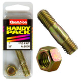 Champion 3/8in UNC Manifold Stud & Nut set, designed for durability and compatibility in automotive and industrial applications.