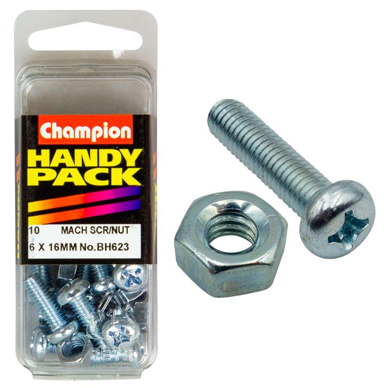 Robust Champion M6 x 16mm machine set screw, ideal for securing machinery and furniture with durability and corrosion resistance.