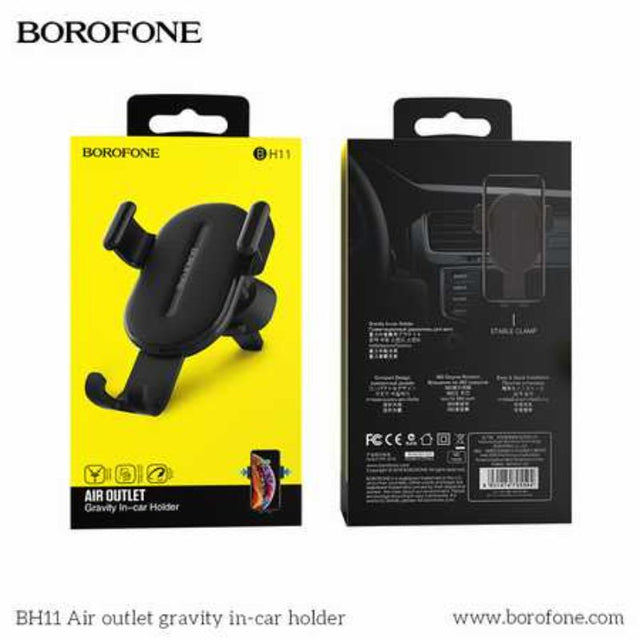 Set of 6 BH11 Air Outlet Gravity Car Holders for secure smartphone mounting, compatible with various devices.