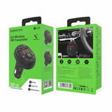 Wireless FM transmitter set of 3 for streaming music in car with USB charging and hands-free call features.