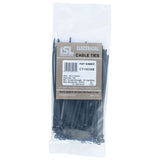 Black UV Nylon Cable Ties, 150x3.6mm, 100pk, durable PA66, 18.1kg strength, ideal for indoor/outdoor use.