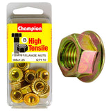 High-strength Champion Flange Nut M8 x 1.25 (B) - GR8.8 in a pack of 10, ideal for durable, secure fastening in various applications.