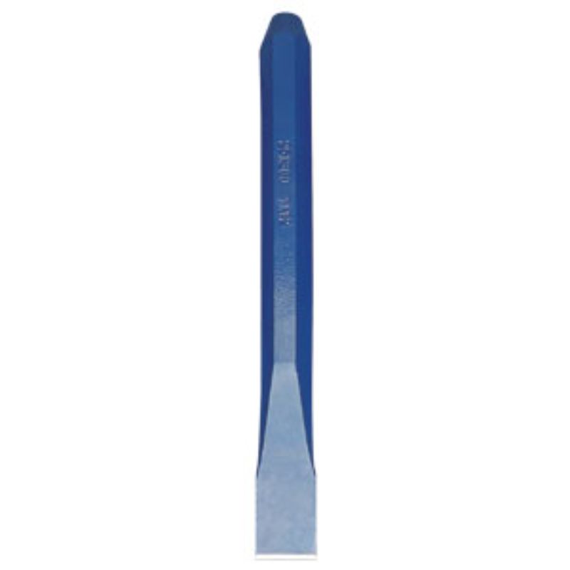 Groz Cold Chisel 1/2in x 6in, durable alloy steel tool for precision metalworking and masonry, features ground cutting edge and powder-coated shank.