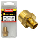 Champion Brass 1/4in BSP adaptor with female and male threads, ideal for durable and leak-resistant plumbing connections.