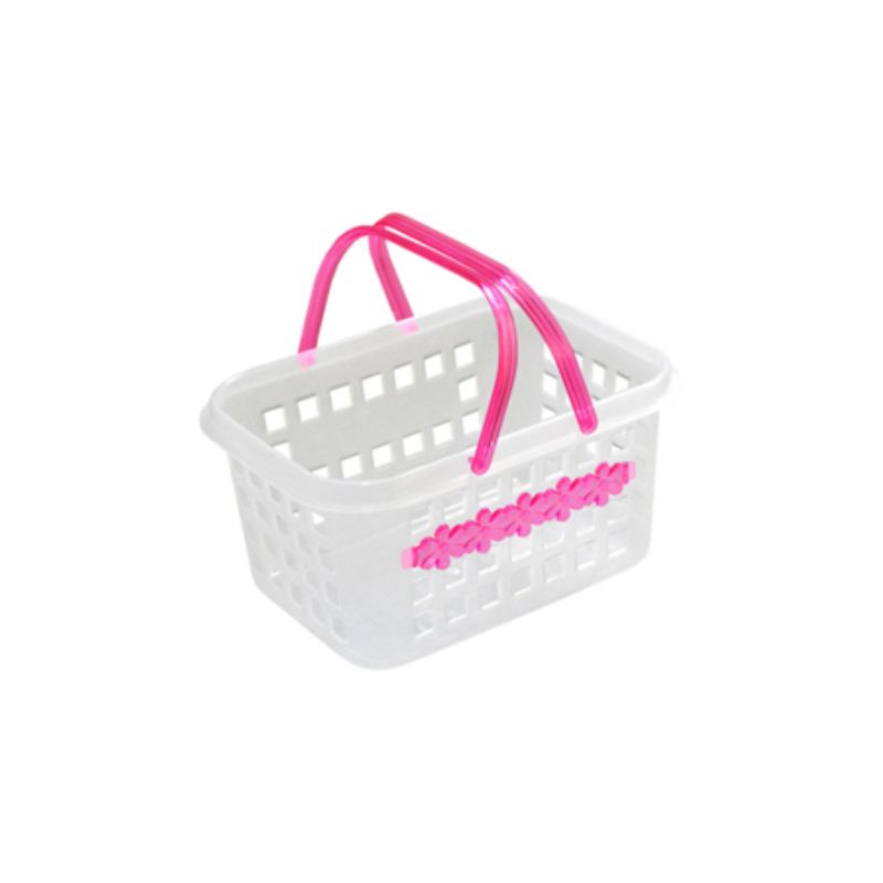 Set of 10 pink and white floor baskets, 24.6 cm each, ideal for stylish storage of toys and home essentials.