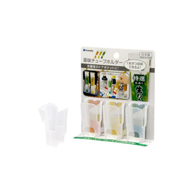 Set of 10 condiment tube holders designed for organized, mess-free use of sauces and dressings in the kitchen.