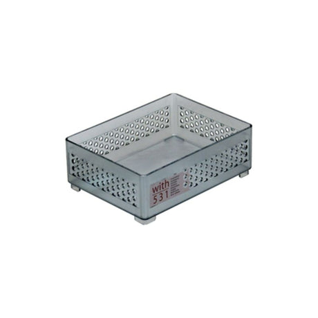 Set of 10 clear grey accessory cases for organized storage of craft supplies, jewelry, and electronics.
