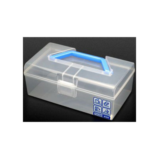 Set of 10 wide blue and clear storage boxes for versatile home organization and stylish decluttering.