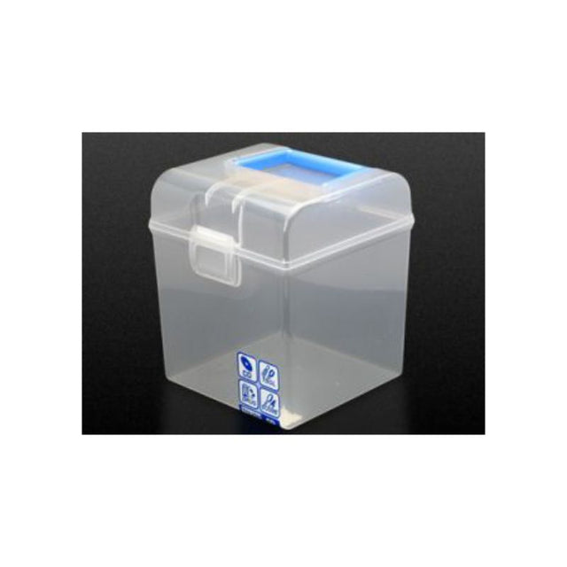 Set of 10 blue and clear storage boxes for stylish and organized home or office use, perfect for various supplies.