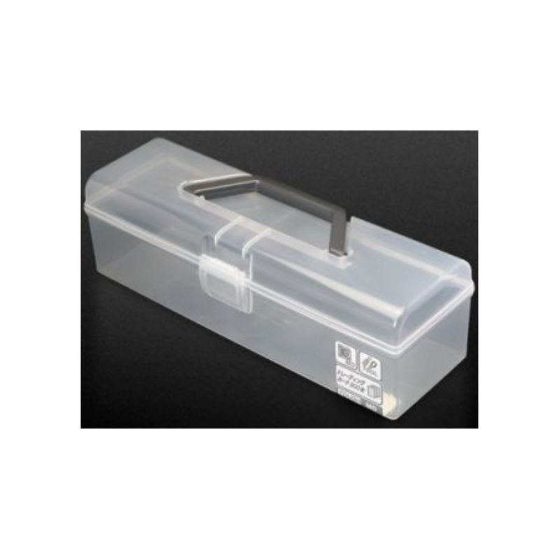 Set of 10 stackable grey and clear storage boxes, perfect for organizing crafts, office supplies, and toys.