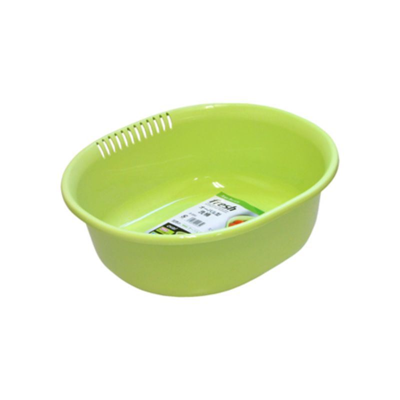 Set of 10 oval green washbasins, 32.8 x 29.2 x 11.6 cm, 5.3L capacity, perfect for versatile washing and stylish decor.