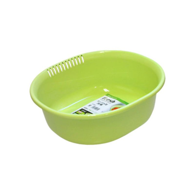 Set of 10 oval green washbasins, 32.8 x 29.2 x 11.6 cm, 5.3L capacity, perfect for versatile washing and stylish decor.