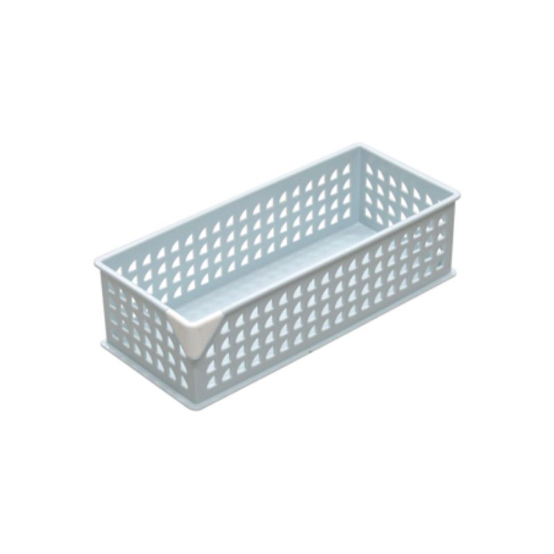 Cute slim light blue storage baskets, set of 10, perfect for organizing and decluttering home or office spaces.