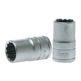 Teng 1/2in drive socket 15mm 12-point design, chrome vanadium steel, ideal for mechanics and DIY projects.