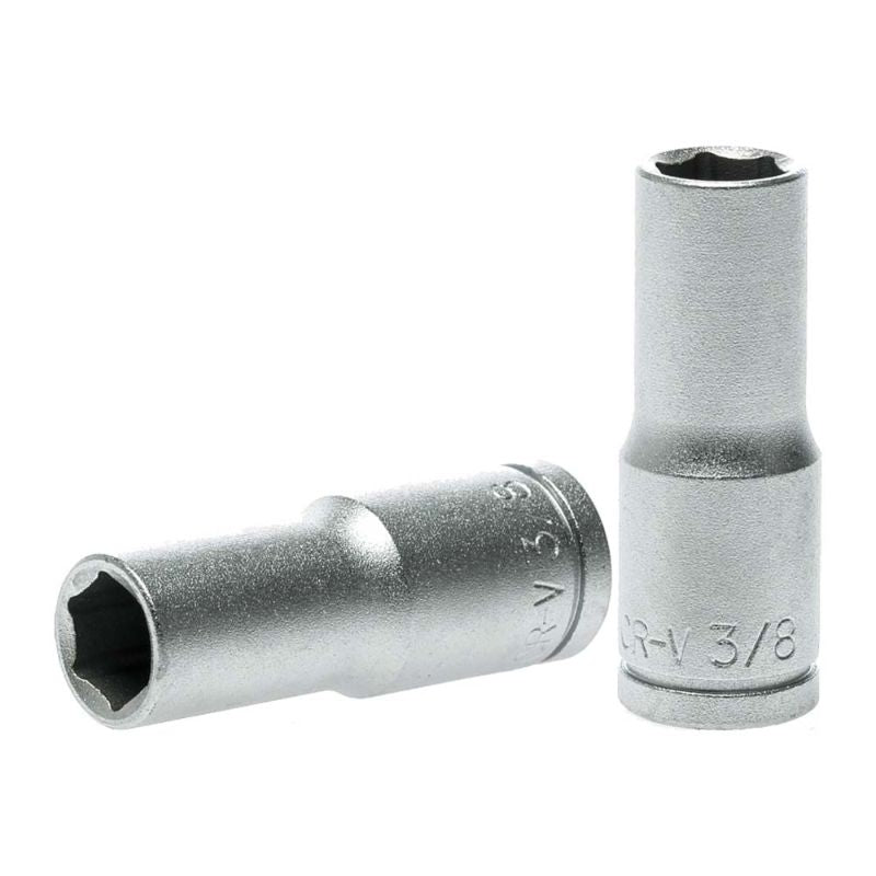 Durable Teng 3/8in deep socket for reaching deep-set fasteners, made of chrome vanadium steel with corrosion resistance.