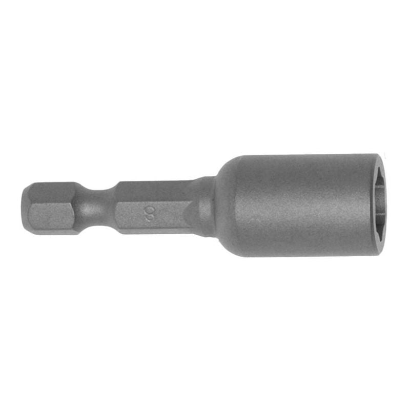 Magnetic 8mm nut setter with 1/4 inch hex, 45mm length for secure screw fastening in tight spaces.