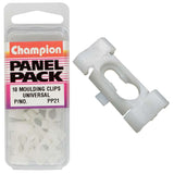 White Champion Universal Moulding Clips in a 10-pack for secure trim installation and a polished finish in home projects.