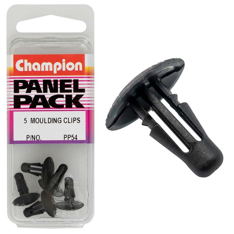 Black Champion Moulding Clips, 11mm x 12mm, pack of 5, designed for secure and durable moulding installation.