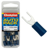 Champion Blue Spade Terminal, durable connector for reliable automotive and marine electrical projects, easy visibility, corrosion-resistant.